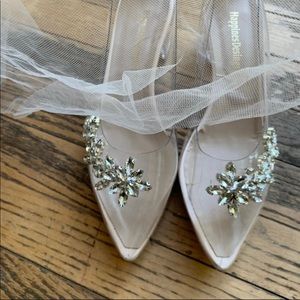 Womens Cinderella Bridal Wedding Shoes clear